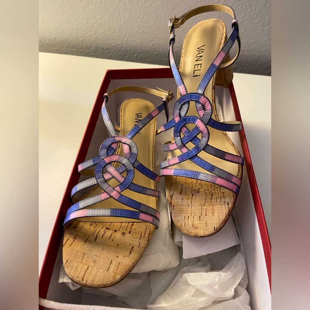 Multi color heeled sandal